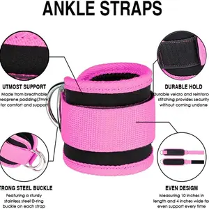 Adjustable Ankle Straps Cuffs with D-Ring, Cable Machine Fitness Gear, Glute Kickback Gym Accessories, Foot Leg Training Brace Support