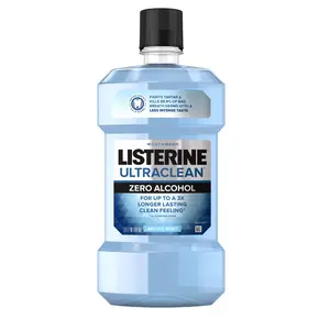 Listerine Ultraclean Zero Alcohol Tartar Control Mouthwash, Oral Rinse to Help Fight Bad Breath and Tartar, for Cleaner, Naturally White Teeth, Less Intense Arctic Mint Taste, 1 L Cleansing