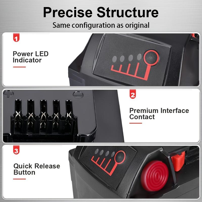 A battery and charger set—an 18V 8.0Ah Lithium-ion battery and charger kit—serving as a replacement battery for cordless power tools.
