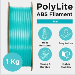 Polymaker PolyLite ABS 3D Printing Filament (1.75mm Teal, 1kg) - Heat Resistant, Strong, Durable, Dimensional Accuracy +/-0.03mm for Label Printers, Thermal Label Printers, Label Printer, Thermal Label Printer