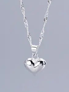 Adjustable Silver Color Sweater Chain Pendant Necklace, Love Heart Necklace, Heart Shaped Necklace, Perfect Gift for Girlfriend, Valentine's Day, Carnival, Mom, Teacher, Classmate