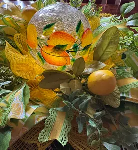 🍋 Illuminated Lemon Crackle Glass Orb Centerpiece