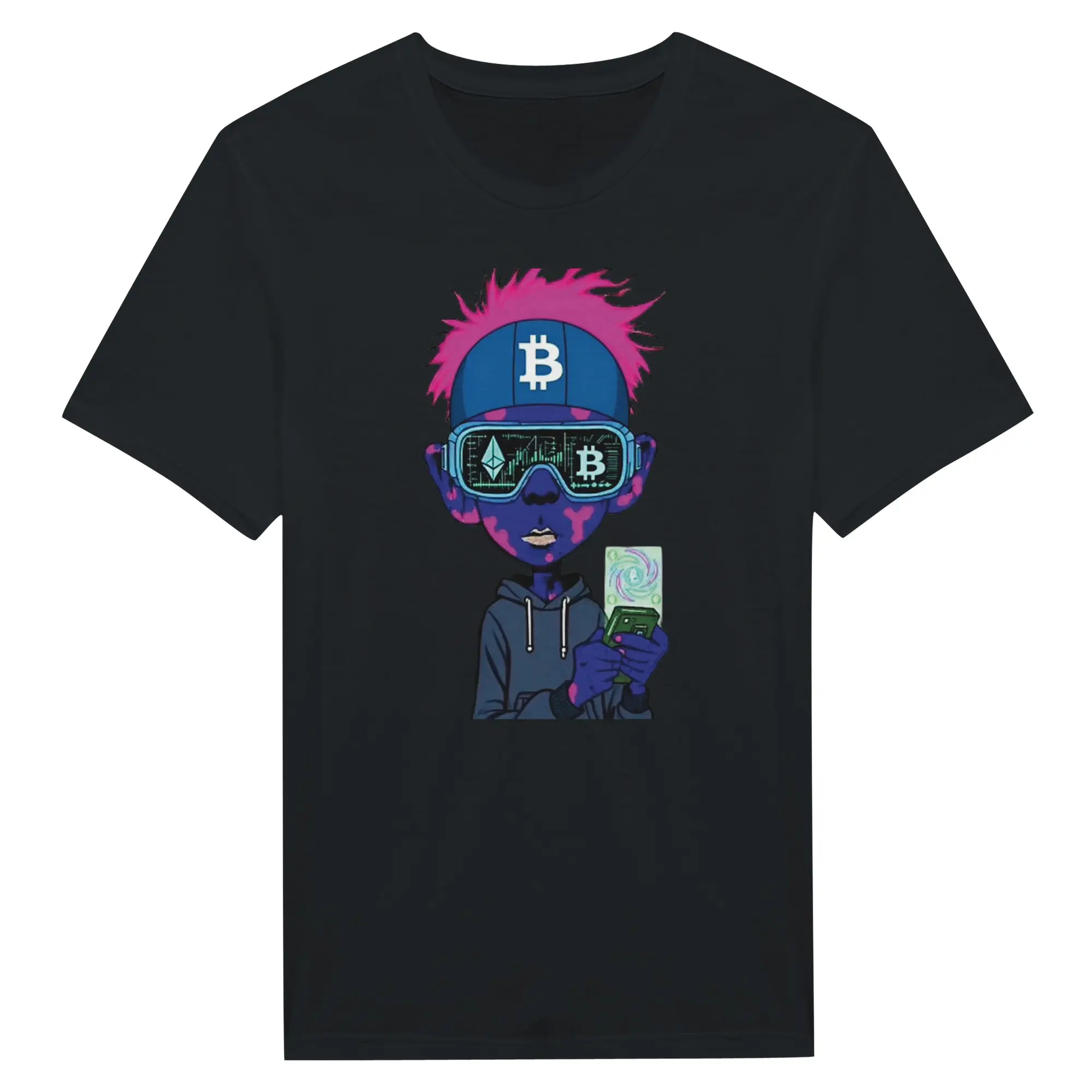 Classic Unisex Crewneck Graphic Crypto T-shirt Menswear Top