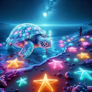 Diamond Painting Kit, Glowing Turtle Design DIY 5D Acrylic Full Round Drill Mosaic Artwork by Number, Holiday Party Decoration, Wall Art for Bedroom, Office, Living Room Decor. Frameless