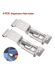 2/4/6PCS Rectangular Car License Plate Spring Loaded Stainless Steel Bracket, Durable Number Plate Frame Holder Clamps for Cars and Trailers, Quick-Release Anti-Rust Fixing Clips for Secure Installation, Universal Auto Exterior Accessories