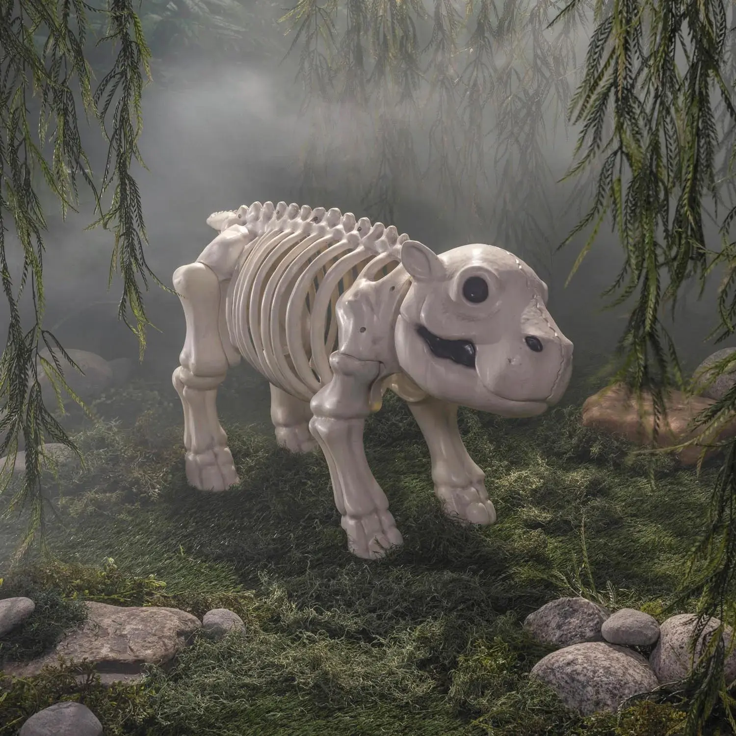 Standing Plastic Hippo Skeleton Halloween Decoration - 22", 39 3/4" Long, Home Supplies for Halloween Ideas, Watch Party