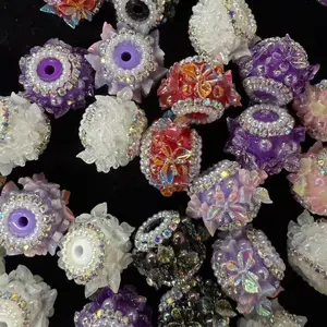 220 12PCS Butterfly Round Beads Set | Mixed Colors Crystal Charms for DIY Pens & Jewelry