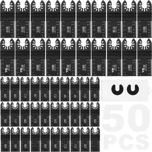 50PCS Oscillating Saw Blades Kit, Universal Quick Release Blades for Oscillating Multitool, Cutting Blades for Wood, Plastic, Aluminum, Metal, Compatible With Dewalt, Bosch, Milwaukee, Hitachi, Chicago, Craftsman, Premium Quality