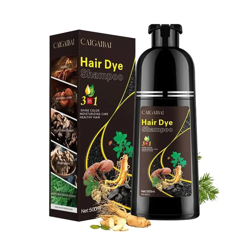 CAIGAIBAI 3-in-1 Black Hair Dye Shampoo for Gray Coverage, Hair Color Shampoo .