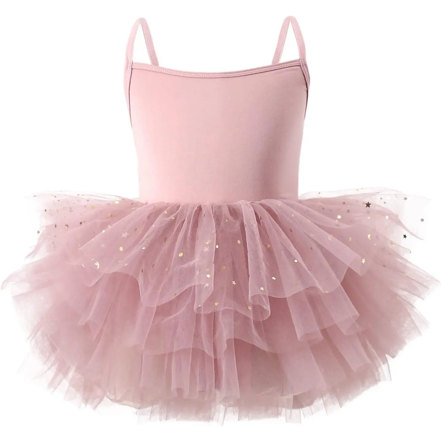Toddler Girls' Sleeveless Tulle Leotard Dress, Shiny Spaghetti Straps Ballerina Costume, Toddler Outfits for Birthday Party