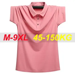 Plus size 9xl 8XL men polos summer high quality mens short-sleeved Ice Silk solid color men's business casual polo shirt