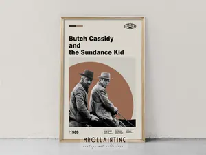 Butch Cassidy and the Sundance Kid (1969) - Retro Movie Poster - Minimalist Art - Retro Modern - Vintage Poster - Midcentury Art - Wall Art