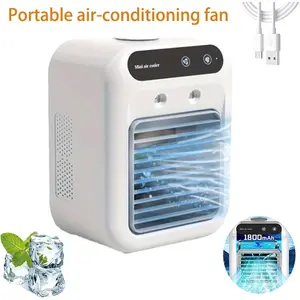 Portable Cold Fan, 25w Rechargeable Mini Cooling Fan, 2 Speeds Personal Cooler, 2 Spray Nozzles, Suitable for Bedroom Office Outdoor, USB Rechargeable Fan