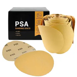 100 count 6 inch PSA Sanding Discs 60 Grit Self Adhesive Sticky- Sandpaper for DA Sander Orbital Sander  Oxide Sanding Disc Roll for Woodworking Metal Finishing