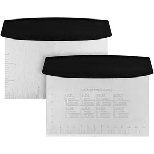 Bench Dough Scraper Cutter - 2PCS 6" Stainless Steel Chopper Baking Scraper Spatula with Measuring Scale, Bench Chopping Knife, Kitchen Cooking Utensils Tool for Pastry, Food, Bread