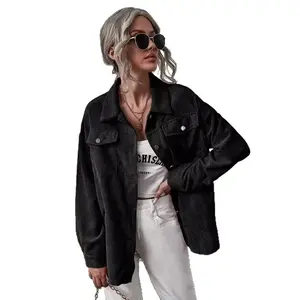 Women's Corduroy Button Down Shirt Jacket Long Sleeve Pocket Shacket for Casual Daily Work Fall Open Front Blazer winter clothes women penny lane coat puffer jacket afghan outfits peacoat chelsea boots outfit sams avocado trench melania oversized leather