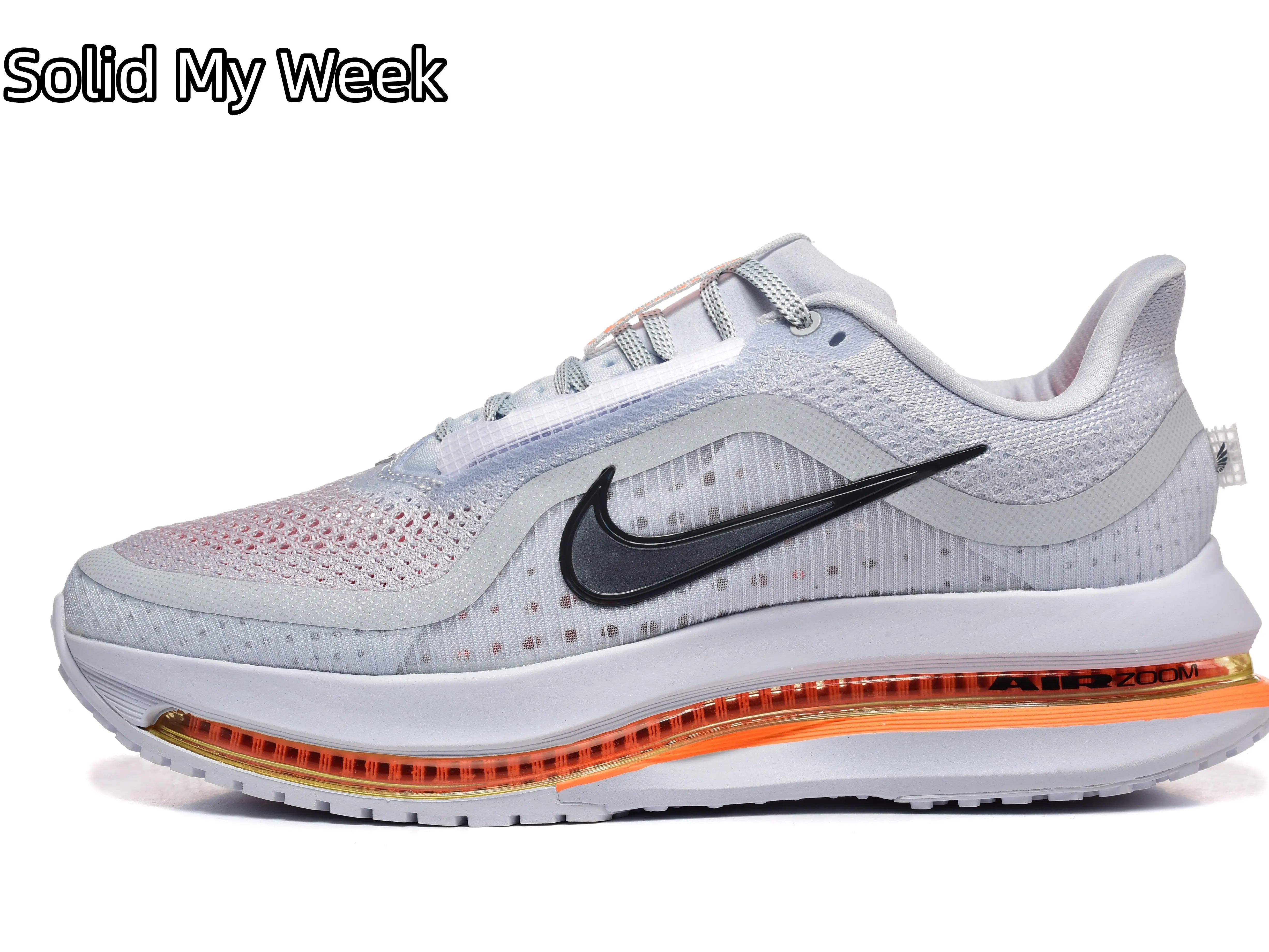Full Visible Air Cushion White Orange Running Sneakers | Perforated Breathable Fly Knit Upper | Shock Absorbing Midsole | Road Jogging Daily Commute | Relieve Foot Fatigue & Lessen Knee Landing Impact