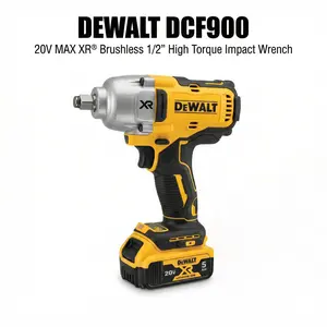 DeWALT DCF900 20V Max XR Brushless High Torque 1/2 Inch Impact Wrench with Pig Nose Ring Anvil, 1898Nm Breaking Torque, Suitable for Heavy Equipment Repair, Includes Battery and Charger Kit