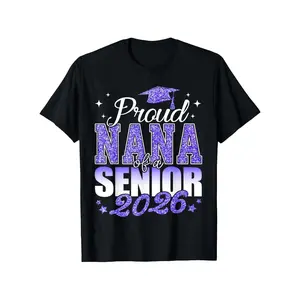 Proud Nana 2026 Graduate Short-Sleeve Round Neck Top, 100% Cotton Breathable Plus Size Casual Sports Top, Fit S-5XL Sizes