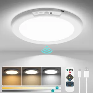 Wowatt Wireless Rechargeable LED Ceiling Light – 3 Color Modes, Dimmable, Motion Sensor, Timer, Remote, 7.48" – Perfect for Closet, Hallway, Shower, Kitchen