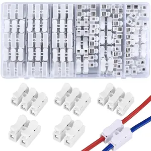 65/100 Pcs Spring Wire Connectors, Spring Clamp Terminal Cable Clamp Connector, CH-2 Electrical Cable Connectors Block, 2 Pin Push-in Quick Terminal Wire Cable Connector Wiring Terminal