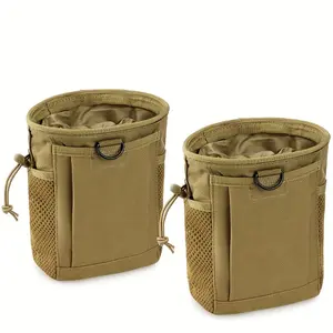 2pcs Camo Tactical Drawstring Pouches For Outdoor Adventures - Durable Polyester, Ideal For Hunting & Fishing