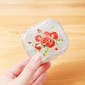 Portable Pill Box with Rose Print | 6 Compartments Travel Medicine Organizer, Cute Vitamin Container for Purse, Daily Pill Case for Supplements & Medication