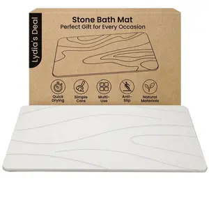 Stone Bath Mat, Diatomaceous Earth Bath Mat Non-Slip Bath Stone Shower Mat Diatomite, Quick Drying Absorbent for Floor Super Absorbent