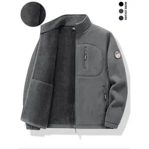 Men's Fleece Jacket, Warm Insulated Polar Fleece Coat, Casual Soft Comfortable Multiple Zipper Pockets, Fall & Winter Outerwear