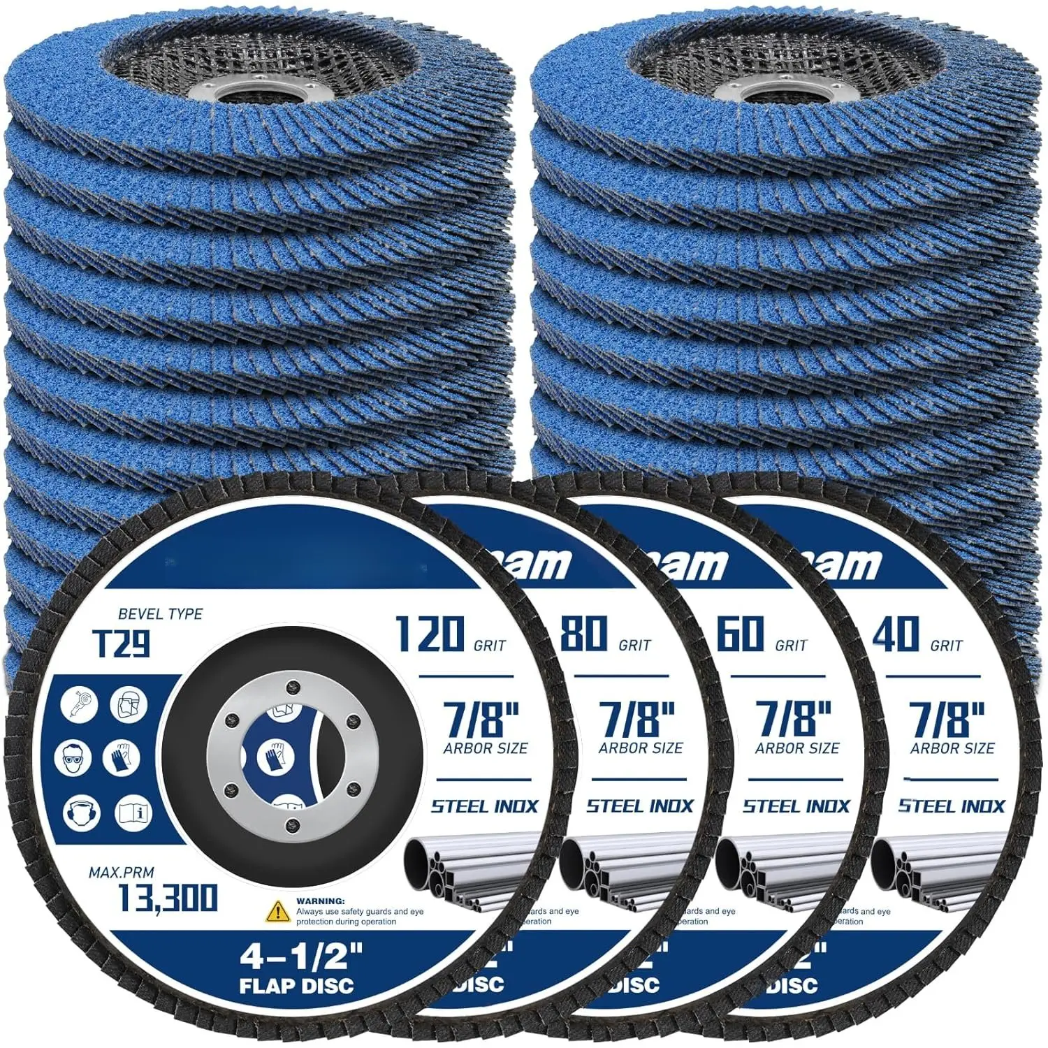 24 Pack of Flap Discs 4 1/2 for Angle  Grit 40 60 80 120 Type 29 Zirconia Grinding Wheel for  Metal Sanding