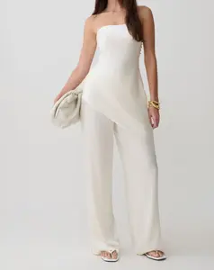 Women's set summer elegant irregular white chest top wide-leg pants fashion clothing