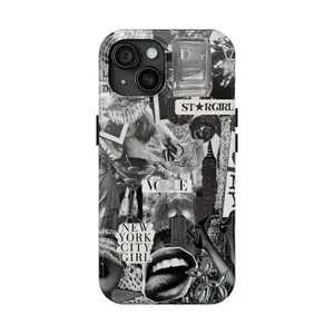 NYC Collage Phone Case  Retro Y2K Design, Aesthetic Cityscape Phone Cover for iPhone 16 Pro Max