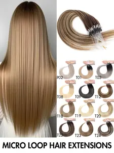 Invisible Micro Ring Hair Extensions Human Hair, Real Silky Straight Hair with Natural Thick Ends, Easy-to-Wear Micro Loop Extensions for Instant Volume & Length