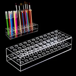 Pen Display Holder - 48-Slots 12mm Stand for Art  Brush, Makeup Brush - Clear Pencil Display Rack for Desk