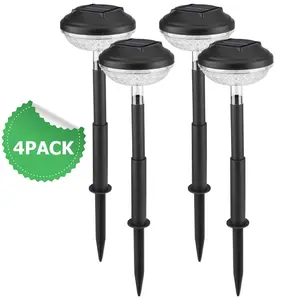 4-Pack Solar Outdoor Lights Waterproof Stainless Steel Solar Stake Lights for Pathway Garden Yard Path Walkway Driveway Lawn Patio Outside Decoration