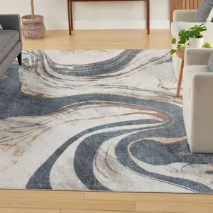 Nourison Astra Machine-Washable Abstract Contemporary Geometric Rug, Indoor Flatweave Rug for Living Room Decor