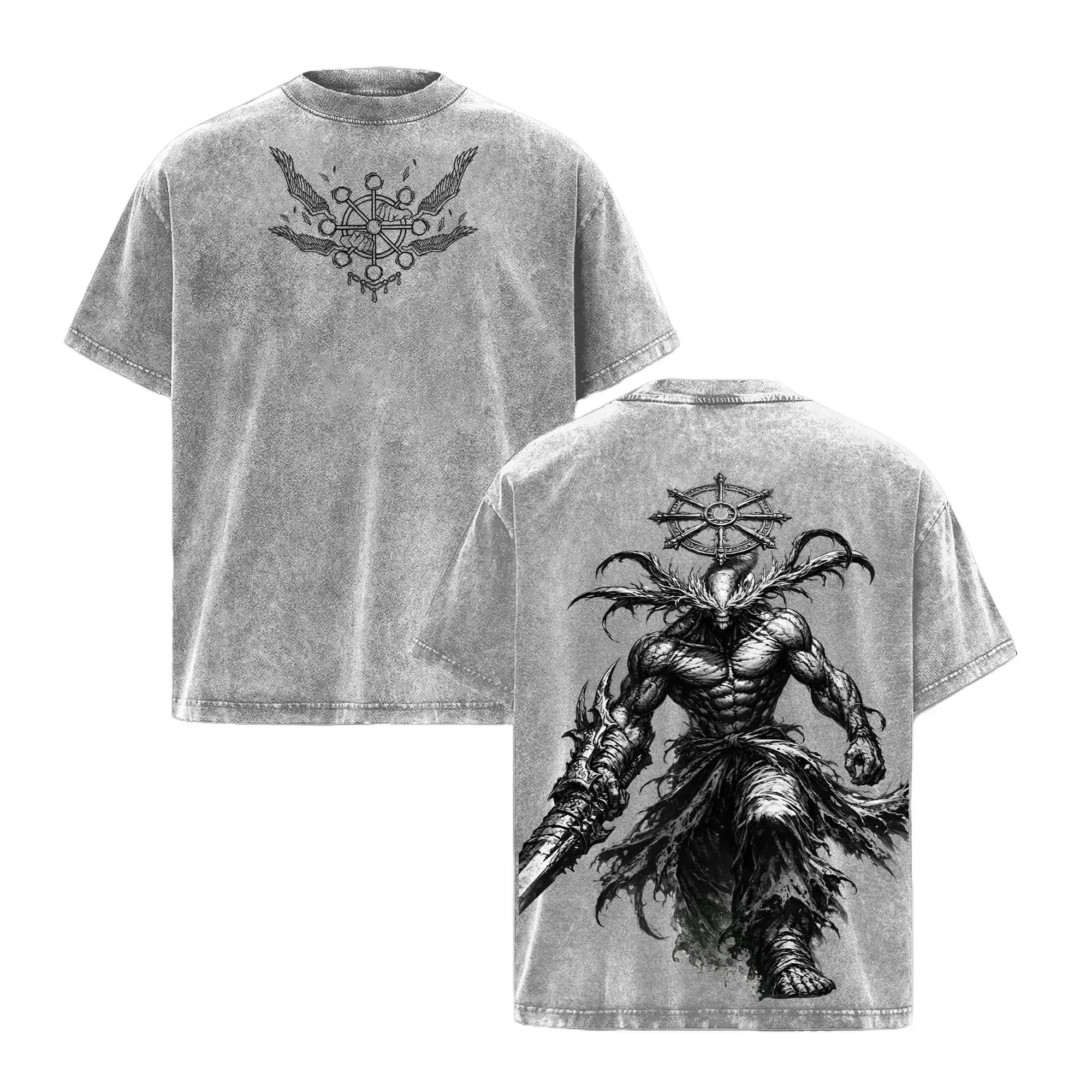 JJK Mahoraga Graphic T-Shirt for Men, Oversized Vintage Streetwear Pump Cover in Soft Heavyweight 230gsm Cotton with a Seamless Ribbed Crewneck, Tshirt, Fabric, Round Neck, Oversized Tee, Free Expedited Shipping, Washed, Apparel, Shortsleeve, Menswear, St