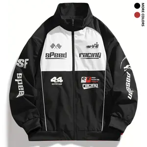 Men'S Casual Racing Jacket - Red Softshell with "SPEED" & "RACING" Graphics, Stand Collar, Zipper Closure, Perfect for Spring & Fall, Casual Attire|Casual Style Jacket|Zippered Jacket