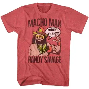 Randy Savage Pink T-Shirt Men's T-shirt Randy Savage Pose Oh Yeah Tee Unisex Cotton T-Shirt Menswear Top Tee