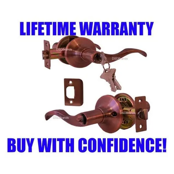 Constructor Prelude Entry Lever Door Lock with Knob Handle Lockset, Antique Copper