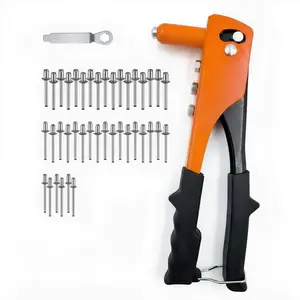 Heavy Duty 9.5" Hand Riveter Tool Kit with 40Pcs Rivets - Professional Pop Rivet Gun for Metal, Plastic & DIY, Ergonomic Non-Slip Handle, Includes Blister Case