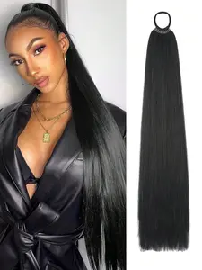 32 inch Ponytail Hair Extension, Versatile Elastic Band, Heat-resistant Black Ponytail for Women, Long Straight DIY Wrap-around Soft Natural Synthetic Ponytail, Suitable for Daily and Festive Use on Valentine's Day, Mother's Day