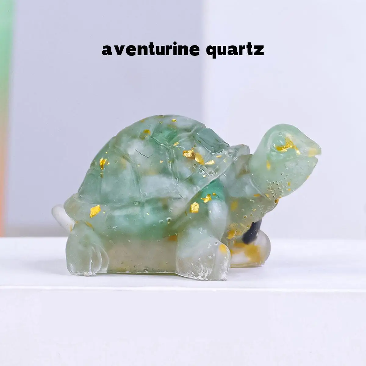 Room Decor Turtle Design Crystal Stone, 1 Count Creative Reiki Stone Tortoise Figurine, Amulet Fengshui Sculpture for Home Office Decoration