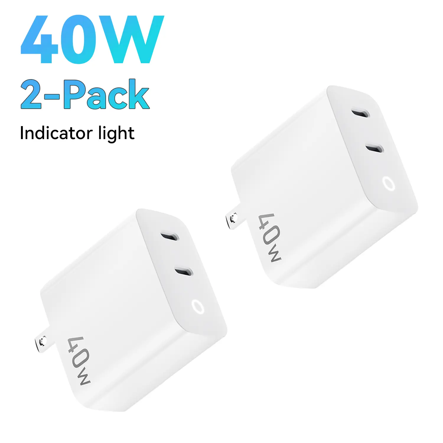 TOPADRE 2-Pack 40W Super Fast Charging Type-C Wall Charger Block for iPhone 16/15/Pro/Pro Max, AirPods, Mobile Smartphones, Super Fast Charging Chargers