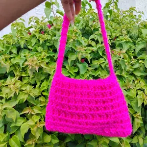 Barbiecore Crochet Shoulder Purse | Handmade