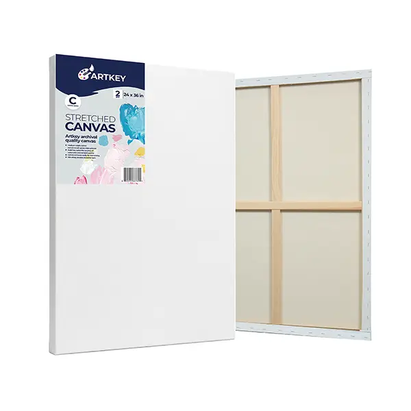 Stretched Canvases for Painting 24x36 Inch 2-Pack, 12.3 oz Triple Primed Acid-Free 100% Cotton Blank Canvas, Large Canvases for Oil Paint Acrylics Pouring & Wet Art Media, Pour Painting