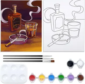 8x10 Canvas Painting Kit Pre Drawn Canvas for Painting for Adults Sip and  Kit for Adult's Date Night Party Favor Outdoor Acitivities Supplies