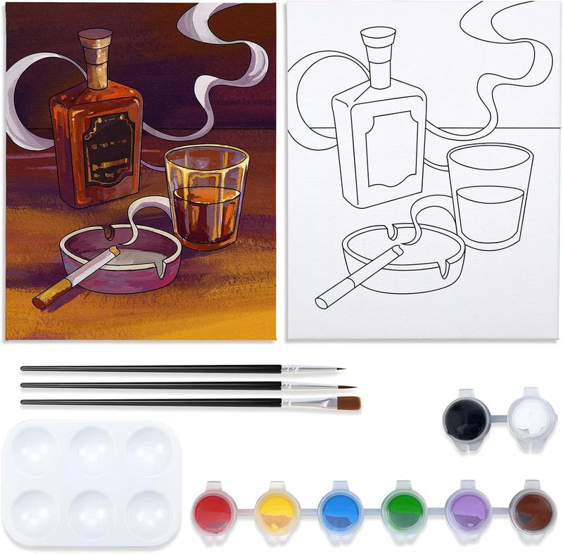 8x10 Canvas Painting Kit Pre Drawn Canvas for Painting for Adults Sip and  Kit for Adult's Date Night Party Favor Outdoor Acitivities Supplies