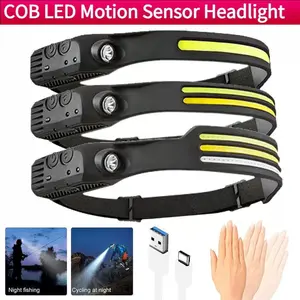 LED Headlamp Rechargeable - 230° COB Super Bright Head Lights for Forehead, Hard hat Light Strap for Adults - USB Headband Flashlight for Ourdoor, Working, Hiking, Running, Camping, Fishing Gear