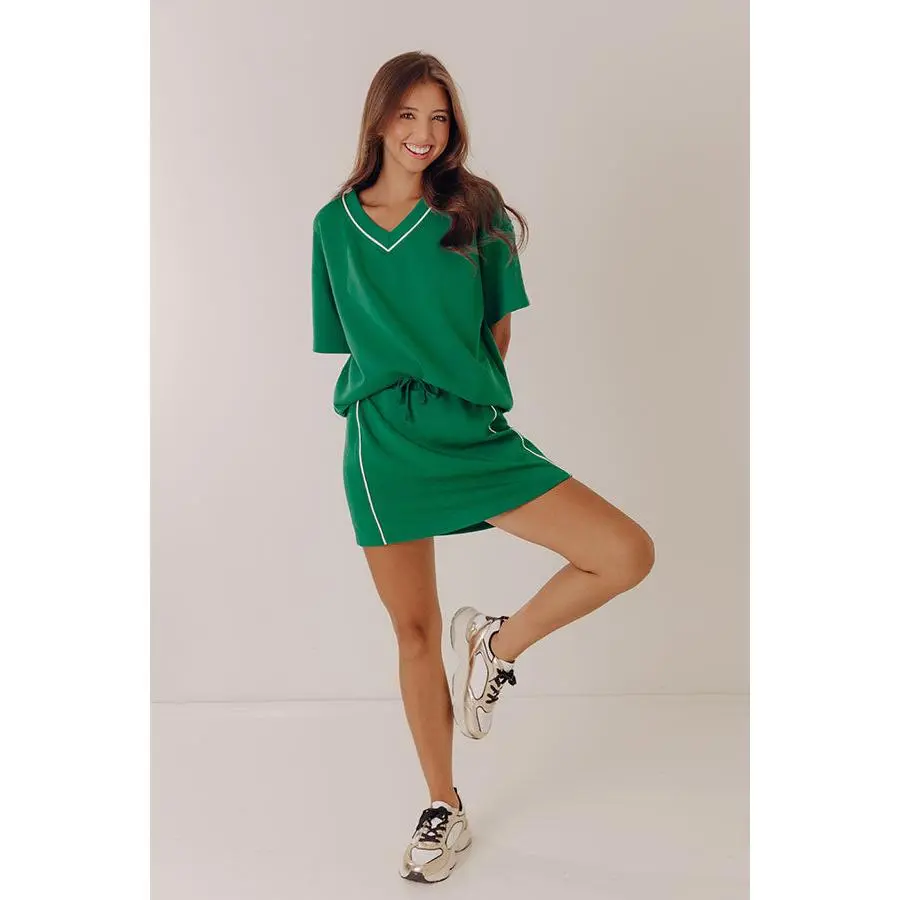Simply Charming High Waist Scuba Skort in Green